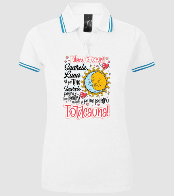 Iubesc 3 lucruri model alb pe tricou