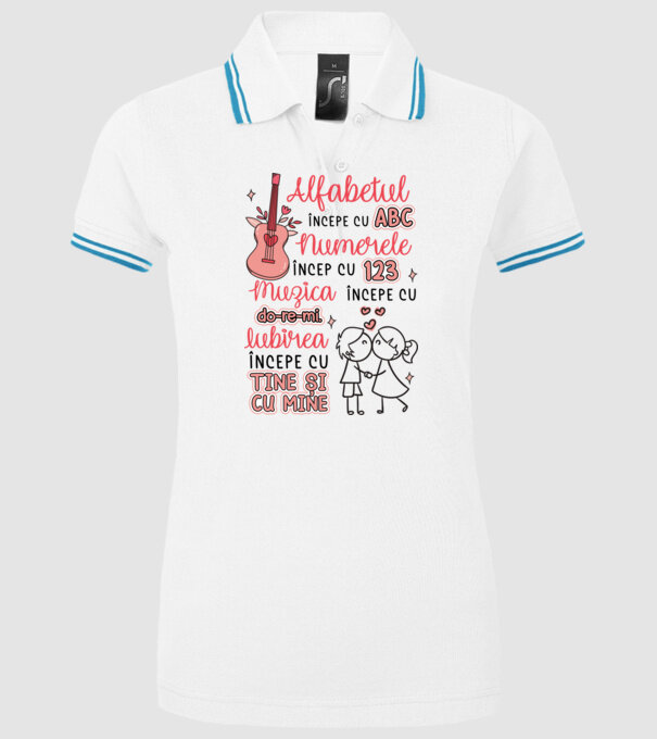 Iubirea începe cu-tine și cu mine model alb pe tricou