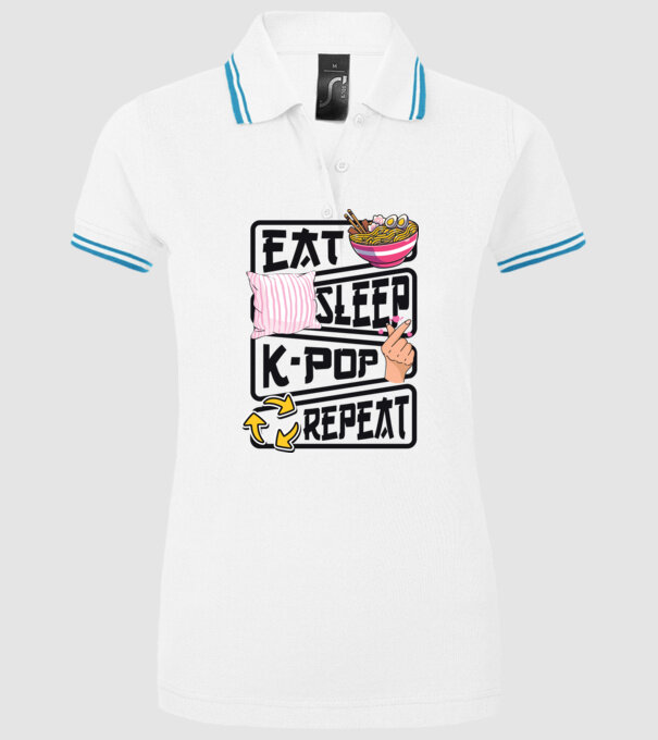 K-POP EAT SLEEP model alb pe tricou