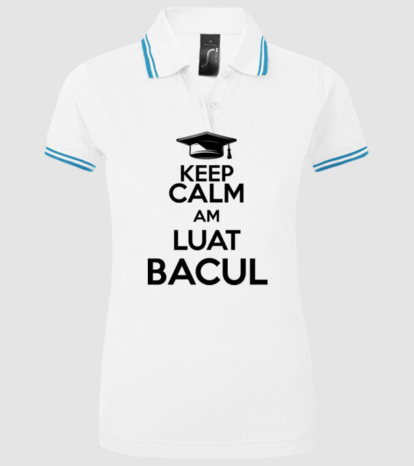 Keep calm, am luat bacul model alb pe tricou