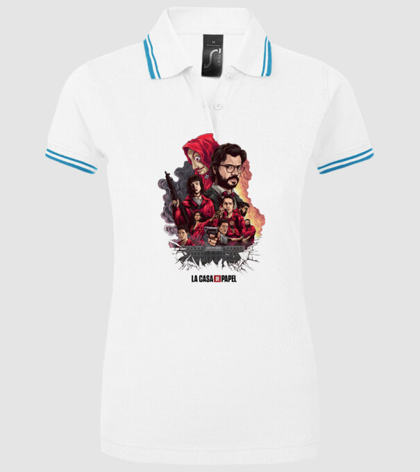 la casa de papel poster theme model alb pe tricou