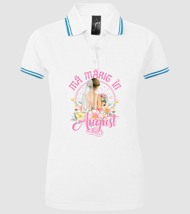 mă mărit - în august model alb pe tricou