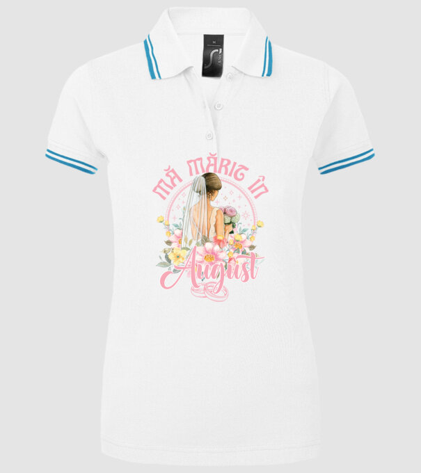 mă mărit - în august model alb pe tricou