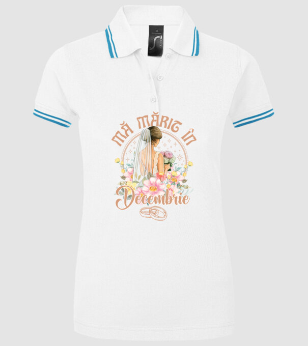 mă mărit - în decembrie model alb pe tricou