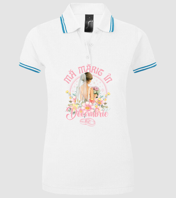 mă mărit - în decembrie model alb pe tricou