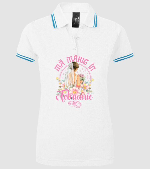 mă mărit - în februarie model alb pe tricou