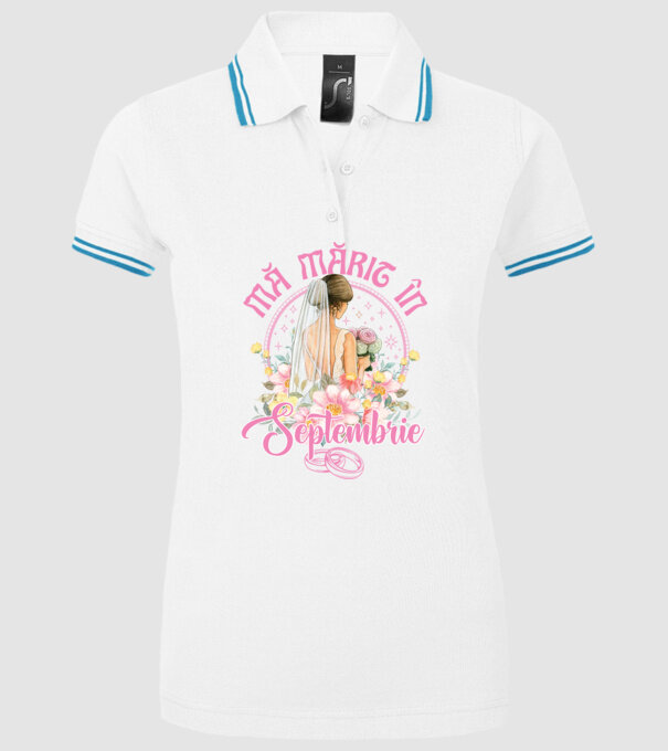mă mărit - în septembrie model alb pe tricou