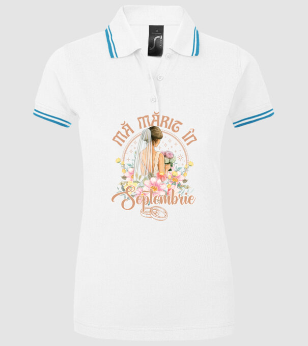 mă mărit - în septembrie model alb pe tricou