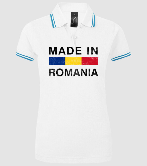 made in romania model alb pe tricou