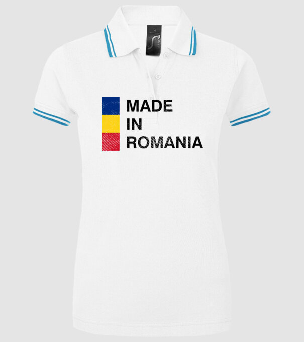 made in romania model alb pe tricou