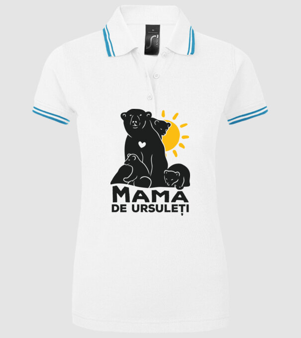 Mamă de ursuleți model alb pe tricou
