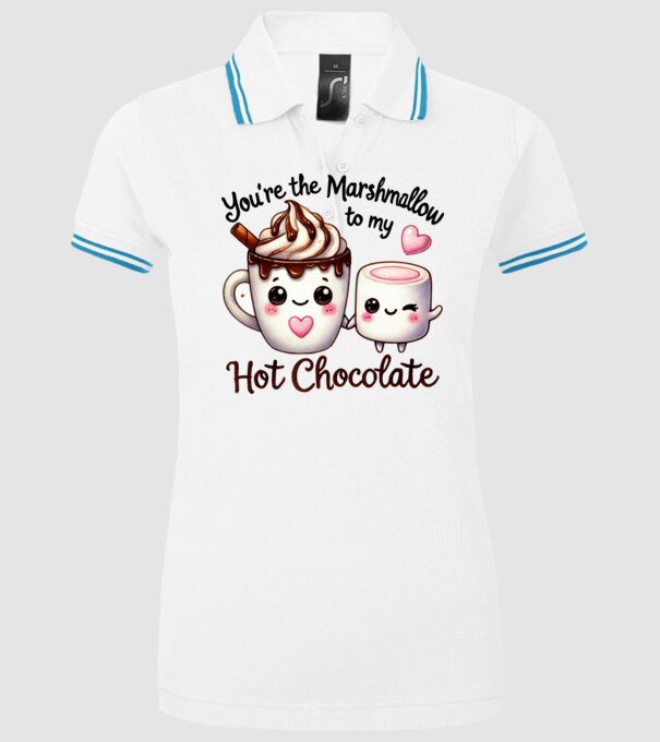 Marshmallow to my Hot Chocolate model alb pe tricou