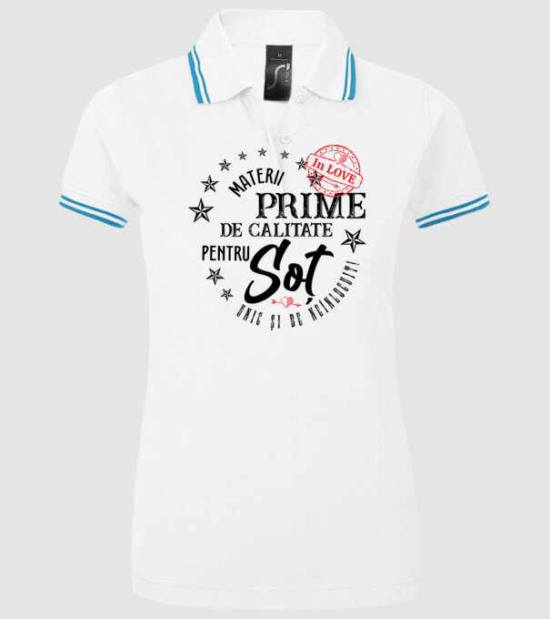 Materii prime de calitate pentru soț model alb pe tricou