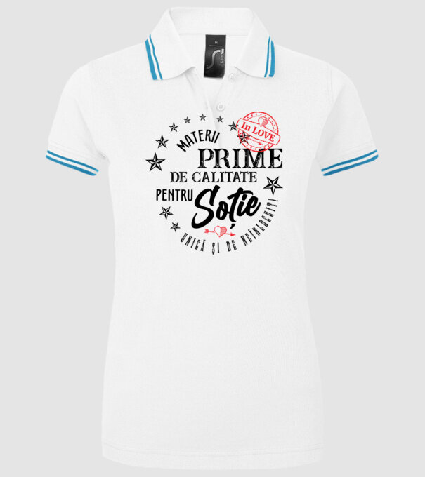 Materii prime de calitate pentru soție model alb pe tricou