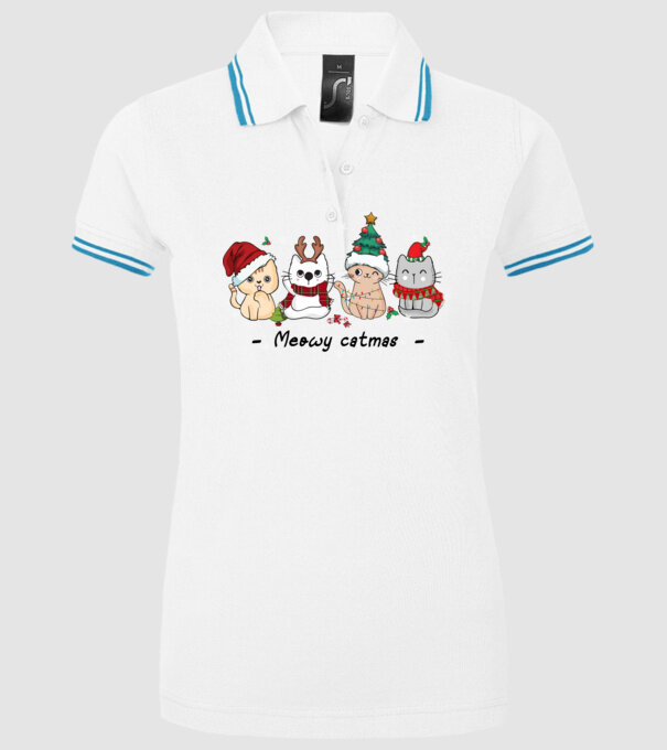 Meowy catmas 2 model alb pe tricou