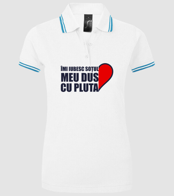 Îmi iubesc soțul meu dus cu pluta model alb pe tricou