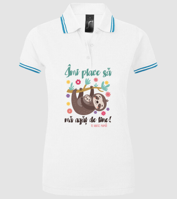 Îmi place că te agăți de mine! model alb pe tricou