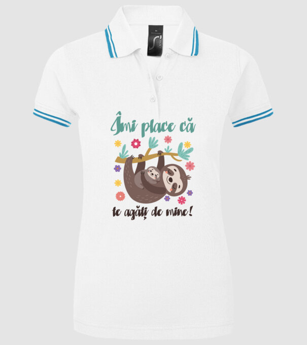 Îmi place să mă agăț de tine! Te iubesc mamă! model alb pe tricou