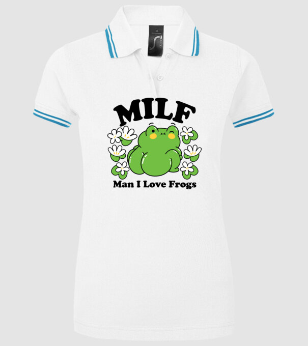 MILF man i love frogs model alb pe tricou