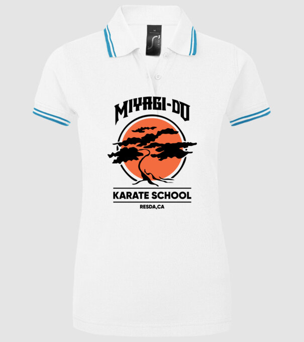 Miyagi-do karate school model alb pe tricou