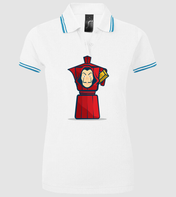 money heist coffee model alb pe tricou