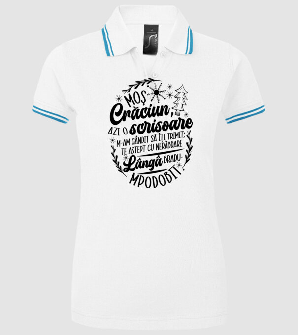 Moş Crăciun model alb pe tricou