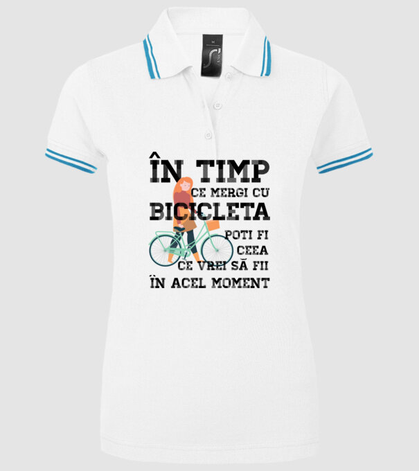în timp ce mergi cu bicicleta poți fi ceea ce vrei să fii - în acel moment model alb pe tricou