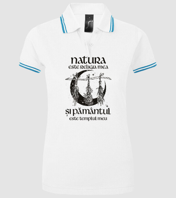 Natura este religia mea model alb pe tricou