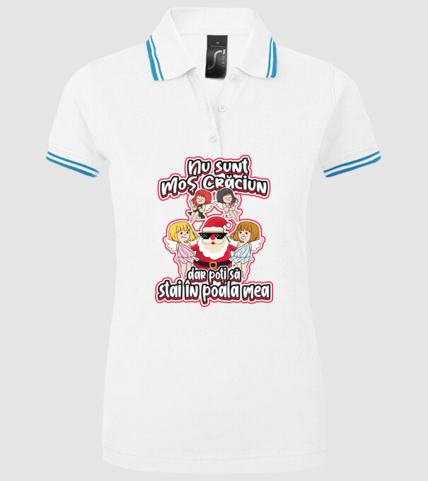 Nu sunt Moș Crăciun, dar poți să stai în poala mea model alb pe tricou