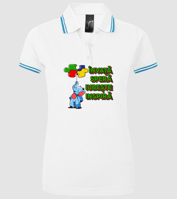 Învață, speră, iubește, inspiră model alb pe tricou