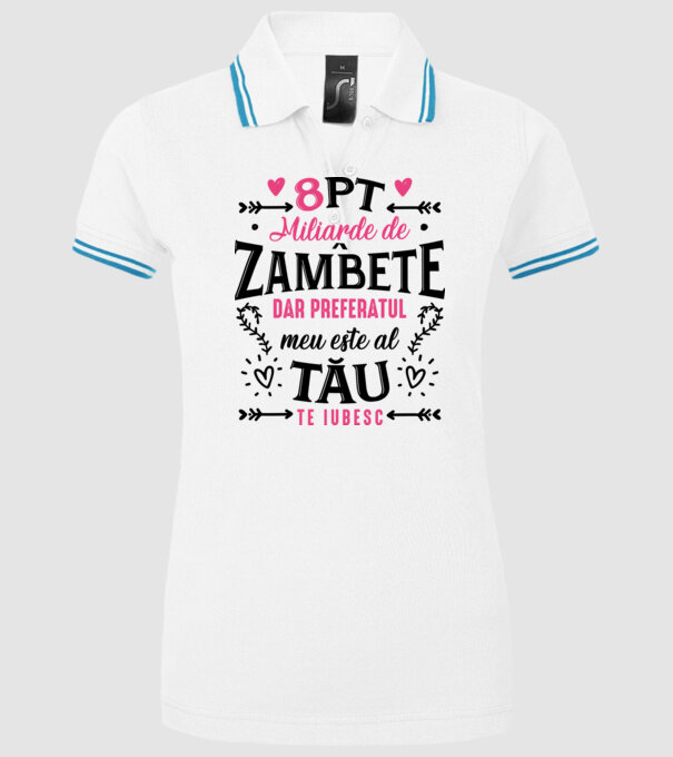 Opt miliarde de zâmbete model alb pe tricou