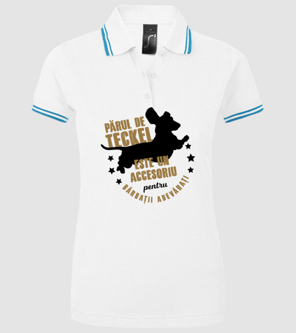 părul de teckel este un accesoriu pentru bărbații adevărați model alb pe tricou