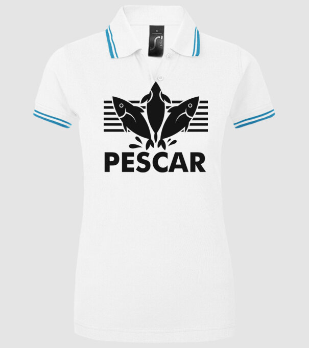 Pescar original model alb pe tricou