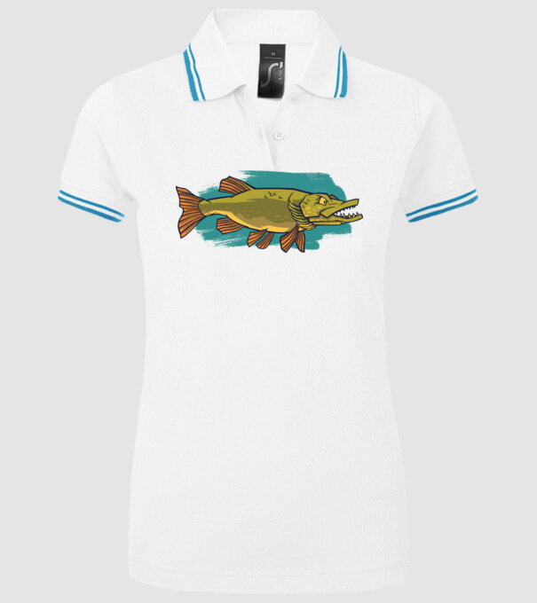 Pike model alb pe tricou