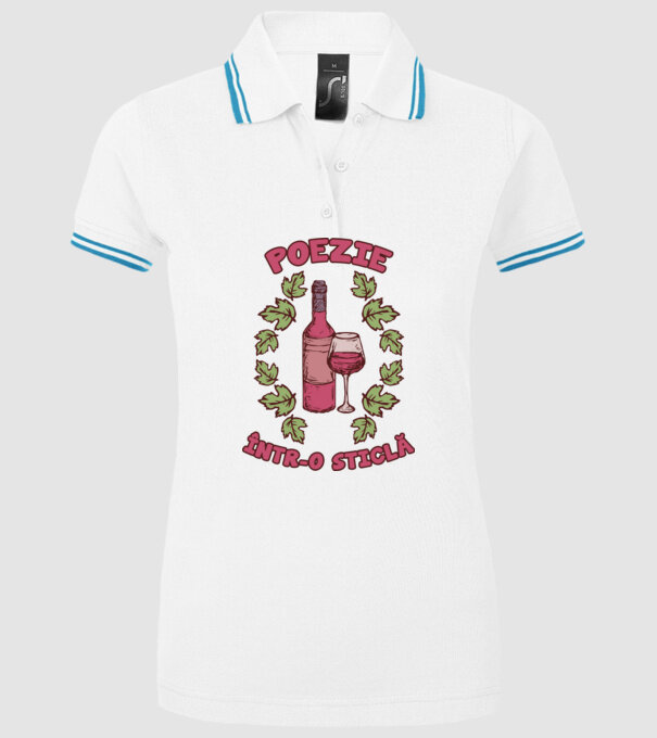 Poezie într-o sticlă model alb pe tricou