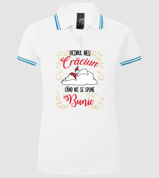 Primul meu Crăciun când mi se spune bunic! model alb pe tricou