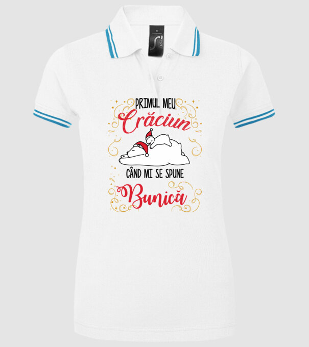 Primul meu Crăciun când mi se spune bunică! model alb pe tricou