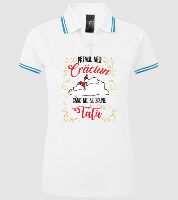 Primul meu Crăciun când mi se spune tată! model alb pe tricou