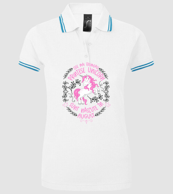 Cele mai frumoase prințese unicorn sunt născute în August model alb pe tricou
