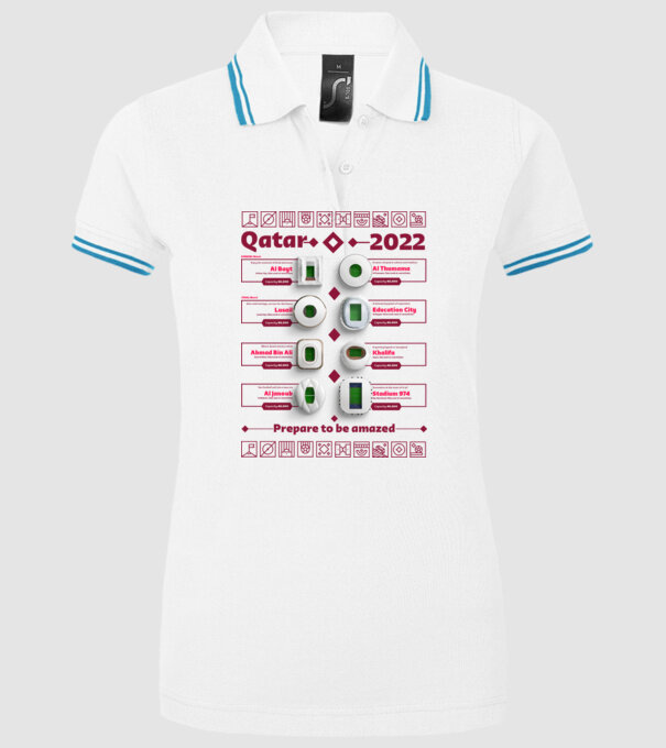 Qatar 2022 Stadiums white model alb pe tricou