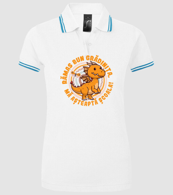 Rămas bun grădiniță, mă așteaptă școala! model alb pe tricou