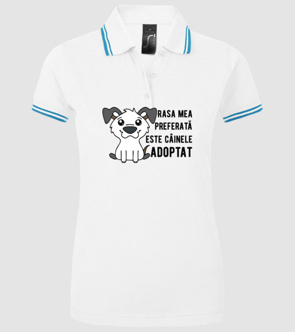 Rasa mea preferată este câinele adoptat model alb pe tricou
