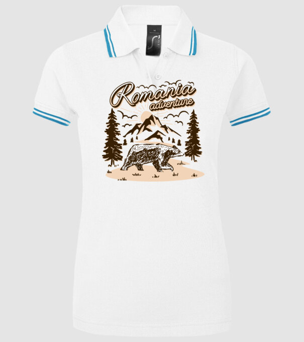 Romania bear adventure model alb pe tricou