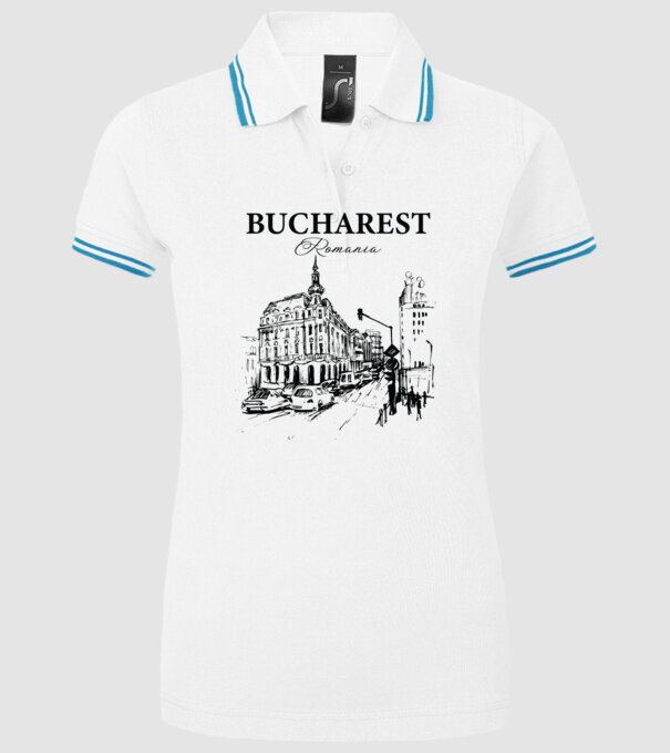 România Bucharest vintage model alb pe tricou
