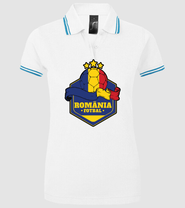 România Fotbal model alb pe tricou