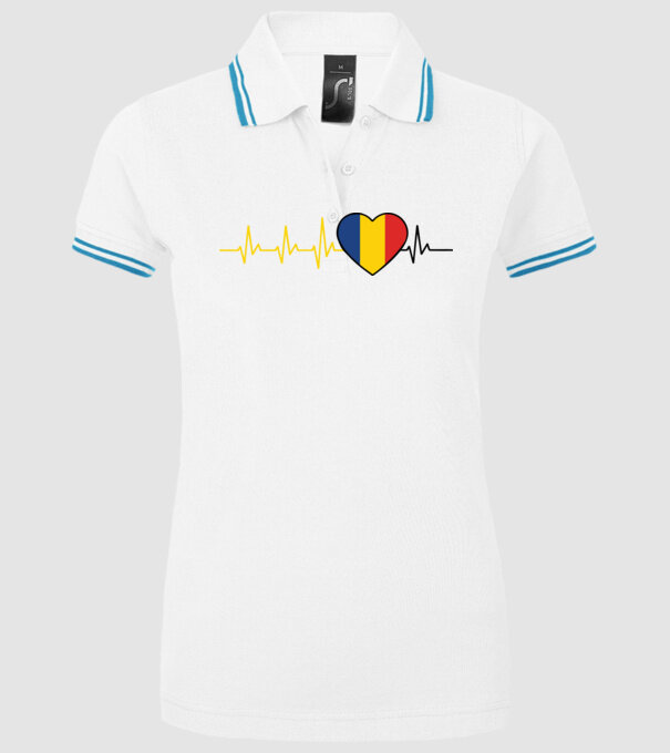 România heartbeat model alb pe tricou