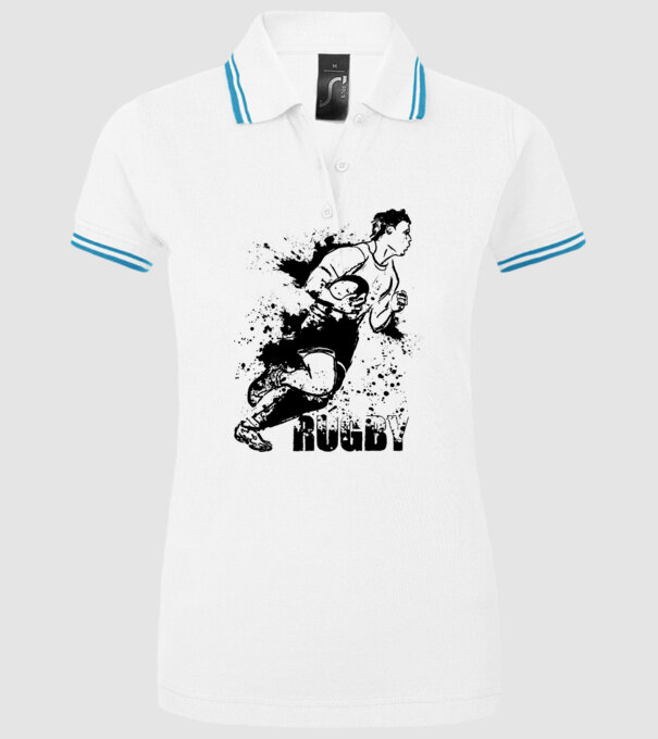 Rugby model alb pe tricou