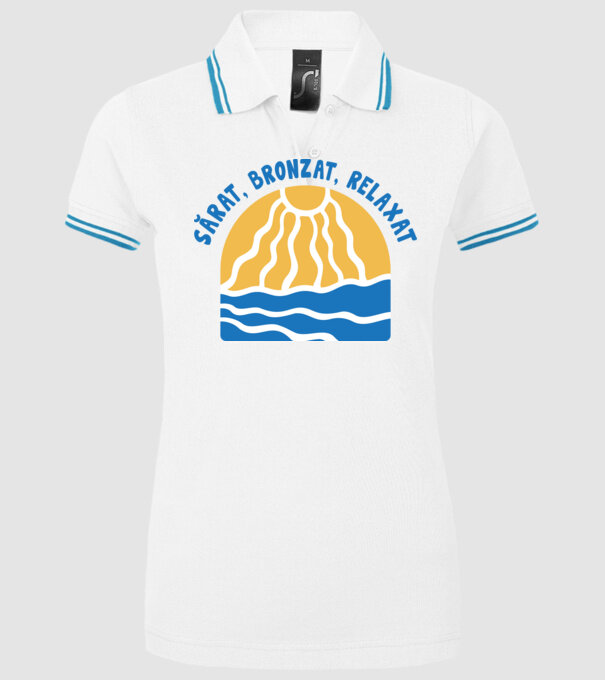 Sărat, bronzat, relaxat model alb pe tricou