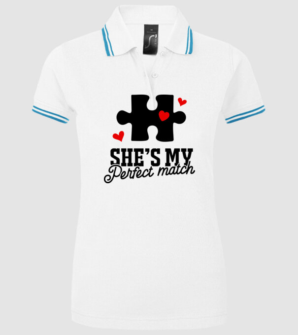 She is my perfect match model alb pe tricou