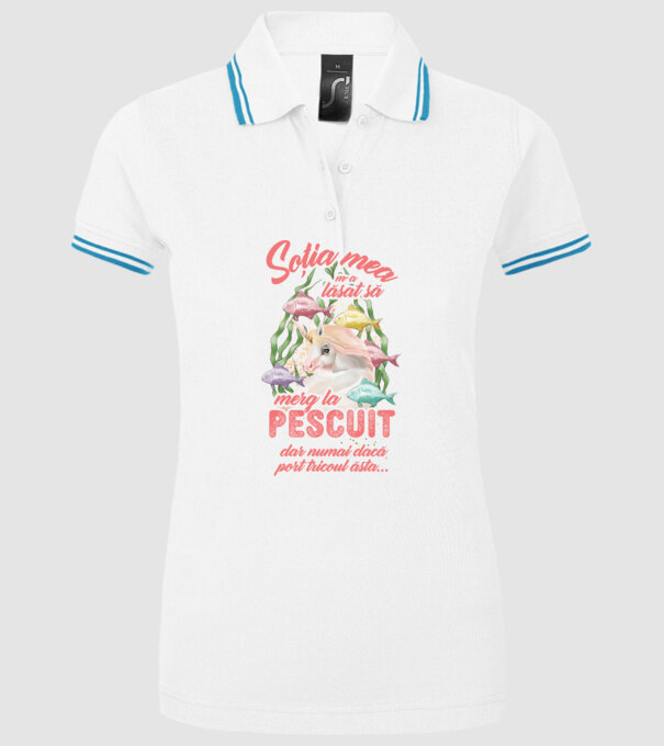 soția mea m-a lăsat să merg la pescuit, dar numai dacă port tricoul ăsta... model alb pe tricou